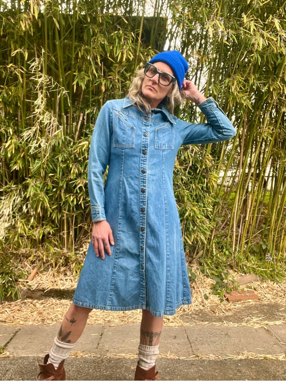 Landlubber 1970’s vintage denim western style dress women’s size small